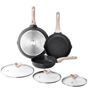 lot 5499 image: Kordisen Nonstick Frying Pan Set with Lids, 3 Piece Skillet Set, Healthy Induction Cooking Pan, Stay-Cool Handle, Compatible with All Stovetops, PFOA Free (8, 9.5, 11 Inch)