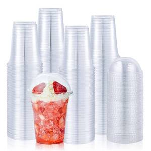 lot 5505 image: Lilymicky 100 Sets 12 oz Clear Plastic Cups With Dome Lids, Disposable Plastic Drinking Cups, 12 oz Parfait Cups for Ice Coffee, Smoothie, Bubble Boba