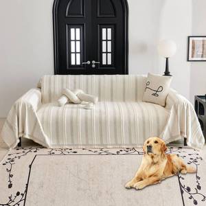 lot 5522 image: HAOMAIJIA Non Slip Couch Cover Sofa Covers for 3 Cushion Couch Washable sectional Couch Covers for Dogs pet Furniture Protector Couch Cover Blanket for Living Room (TM-Cream White, 91x134)