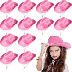 lot 5526 image: Hercicy 12 Pcs Pink Cowboy Hats Kids Toddler Cowgirl Hat for Boys Girls Child Baby Costume Accessories Western Birthday Party Supplies
