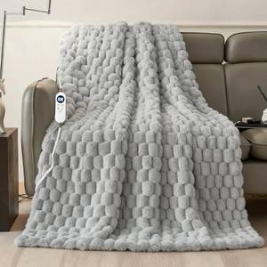 lot 5527 image: Eastsora Heated Blanket Throw 50 x 60 Soft Ribbed Faux Fur Flannel Fast Heating 12 Heat Levels 1��12H Timer & Overheat Protection & Auto Shut-Off & ETL FCC & Machine Washable Heated Throw