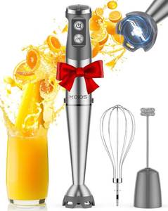 lot 6013 image: KOIOS Immersion Blender, 1000W Anti-scratch 3-in-1 Hand Blender, Upgraded 12 Speed Stainless Steel Blade Stick Blenders with Turbo Mode, Whisk and Milk Frother, Non-BPA