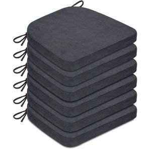 lot 6019 image: MOIRIG Chair Cushions for Dining Chairs, D-Shaped Non-Slip Seat Cushions with Removable Washable Covers & Ties, Chair Pads for Kitchen, Indoor Patio 17 x 16 (Dark Grey, 6 Count)