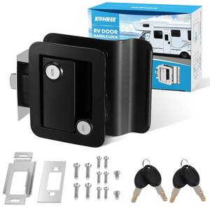 lot 6034 image: Kohree Upgraded RV Door Lock Replacement with Paddle Deadbolt, 100% Zinc Alloy, Camper Door Handle Latch, RV Enclosed Travel Trailer Entry Door Lock with Keys for Camper Horse Trailer Cargo, Black
