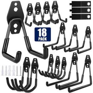 lot 6046 image: PVZZRKL 18 Pack Garage Hooks, Anti-Slip Coating, Hooks for Hanging Heavy Duty for Garages, Bicycles, Ladders, Gardening, Tools, Including 3 Organizing Straps