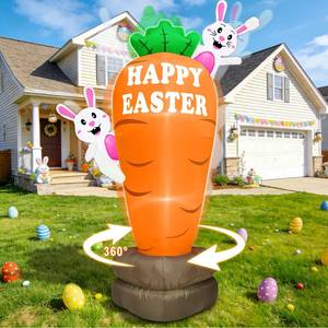 lot 6057 image:  Rotatable Bunny Carrot 6Ft Lighted Easter Inflatable Outdoor Decorations, Blow Up Bunny with Built-in 4 LED Lights,Easter Blow up Yard Decorations for Indoor Outdoor Garden Lawn Holiday Party Decor