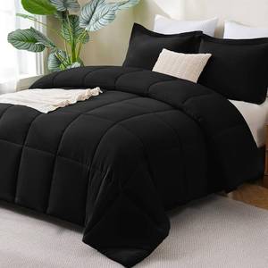 lot 6058 image: CozyLux King Size Comforter Set - Black Comforter King, 3 Pieces Box Stitched Bed Set for All Seasons, Soft Lightweight Bedding Sets with 1 Down Alternative Comforter and 2 Pillow Shams