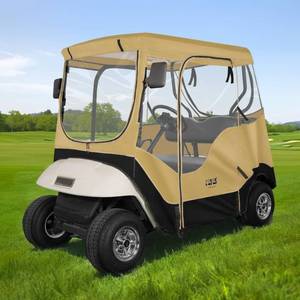lot 6085 image: 10L0L Golf Cart Enclosure for EZGO TXT 2 Passenger, 4-Sided Clear Window Rain Cover All Weather Waterproof Windproof, Khaki