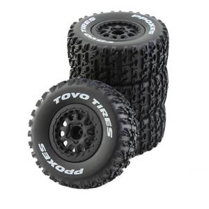 lot 6088 image: Lifehead 110 RC Short Course Truck Tires for All Terrain��Suitable for TRAXXAS Slash4X4 HuanQi 727 ARRMA SENTON 3S Losi Ford Raptor Baja Rey 113mm OD High-Performance Short-haul Truck Tires��Black��