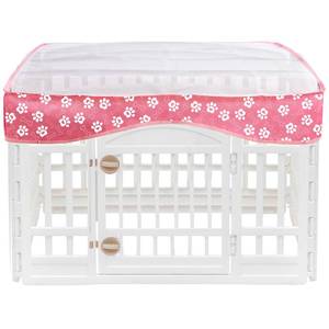 lot 6097 image: Dog Playpen Mesh Top Cover for 36 Inch 4 Panels Pet Dogs Playpen, Adhesive Tape Connections Panels Paw Dog Pen Cover, Fits Indoor & Outdoor Use (Note Playpen Not Included) (Pink)