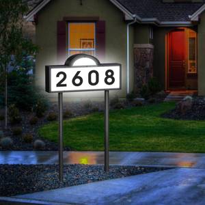 lot 6101 image: Solar Address Signs for Yard, Solar Powered House Numbers Sign with Cool White & Warm White, 45 Leds Lighted Address Numbers In Ground or Wall Mounted, IP65 Waterproof, StreetYard Signs for Outside
