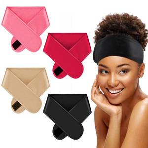 lot 6103 image: Eurzom 4 Pieces Satin Hair Wrap Scarf Satin Headband for Black Womens Adjustable Silk Hair Wraps for Sleeping Nonslip Strips(Black, Dark Pink, Wine Red, Rose Gold)