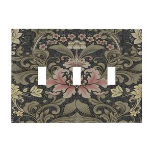 lot 6124 image: Acanthus Floral Dark Green Mid Century Moody Flower Decorative Switch Plates 3 Gang Wall Plate Triple Toggle Light Switch Cover Faceplate Electrical Wall Panels for Farmhouse Home Decor
