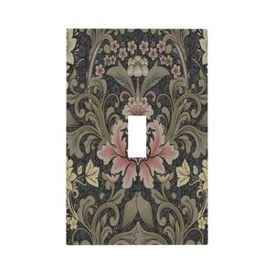 lot 6132 image: Acanthus Floral Dark Green Mid Century Moody Flower Decorative Light Switch Cover 1 Gang Single Toggle Device Electrical Faceplate Switchplates Decorator Outlet Wall Plate for Farmhouse Home Decor