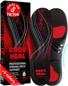 lot 6159 image: CRUVHEAL 220 lbs Plantar Fasciitis High Arch Support Insoles Men Women - Orthotic Shoe Inserts - Boot Work Shoe Insole (L, Black)