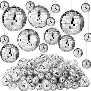 lot 6164 image: Hoolerry 65 Pcs Disco Balls Decorations Assorted Size Disco Ball Ornament Reflective Hanging Mirror Ball Mini Large Silver Balls for Carnival Wedding Dance Ballroom Stage(42.42 1.61.2 in)