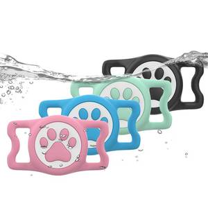 lot 6479 image: WhoseID IP68 Waterpoof Dog Airtag Holder, Stretchy Silicone Full Body Covered Apple Air Tag Holder for Dog Cat Collar Fit All Width Collar (BlackGreenBluePink, 4 Pack)