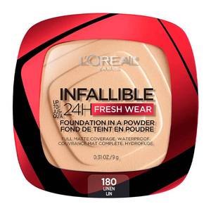 lot 6482 image: LOreal Paris Makeup Infallible Fresh Wear Foundation in a Powder, Up to 24H Wear, Waterproof, Linen, 0.31 oz. (Packaging May Vary)