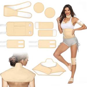 lot 6496 image: Castor Oil Pack Wrap, 9pcs Reusable Organic Cotton Castor Oil Pack Kit for Shoulder Neck Waist Chest Knee and Feet - Adjustable Compress Castor Oil Wrap Pads for Entire Body, Anti-Oil Leak