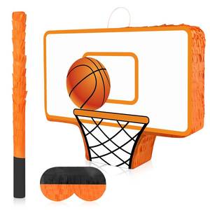 lot 9467 image: Hooqict Basketball Pinata with Blindfold and Bat Stick Basketball Birthday Party Decorations for Kids Boys Basketball Themed Party Supplies Sports Carnival Games