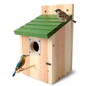 lot 9472 image: Bird Houses for Outside with Copper Guard, Thicken Cedar Wooden Nesting Box - Fit Bluebird, Finch, Swallow, Wren, Chickadee - Outdoor Garden Country Cottage Decor, Assembly Required