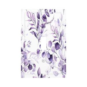 lot 10100 image: Decorative Light Switch Cover Purple Floral Modern Plants Watercolor Eucalyptus Leaf 1 Gang Single Toggle Decorator Outlet Wall Plate Device Electrical Faceplate Switchplates for Bedroom Cabin Decor