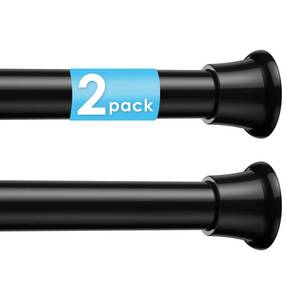 lot 10103 image: 2Pcs Tension Curtain Rod 31 To 76 Inch Black Shower Curtain Rod No Drilling Adjustable Spring Loaded Curtain Rods 78Diameter Shower Rods For Bathroom Windows Bedroom Closet Doorway Door