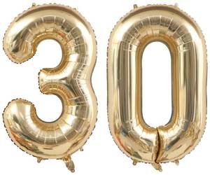 lot 10106 image: 40 Inch Light Gold 30 Number Balloons White Gold Giant 30 Foil Mylar Helium Large Digital Balloon Champagne Gold Birthday Numbers Jumbo Balloons 30th Anniversary Events Party Decorations Supplies