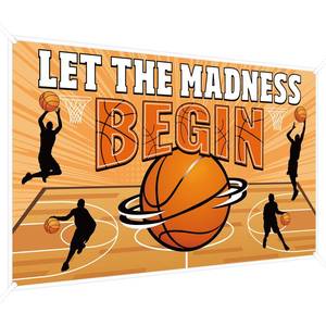 lot 10112 image: Fanfanwin Let The Madness Begin Banner March Basketball Party Decorations 5.9 x 3.6ft Basketball Backdrop Sport Background Banner for College Birthday Party Supplies Madness