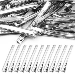 lot 10126 image: 50Pcs Duckbill Hair Clips for Women - 3 Metal Alligator Hair Clips - Metal Alligator Curl Clip for Hair Styling Coloring Bow Making Hairdresser - Large Plain DIY Clip Supplies for Crafts, Silver