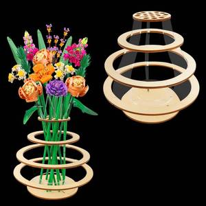 lot 10131 image: Wooden Vase for Lego Flowers - Floating Rings Vase for Lego Flower Bouquet Building Set - Display Stand for Lego Roses Cherry Blossom Sunflower Tulips Daffodils Lotus