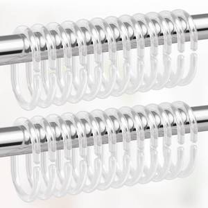 lot 10147 image: Amazer Plastic Shower Curtain Rings, Clear Shower Curtain Hooks, C Shaped Shower Hooks for Shower Curtain, Shower Curtain Hooks for Bathroom, 48 Pcs