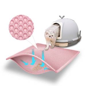 lot 10151 image: Pieviev Cat Litter Mat Double Layer Waterproof Urine Proof Trapping Mat 1 Pack (Pink, 24x15 Inch (Pack of 1))