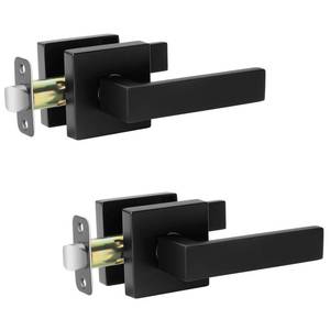 lot 11004 image: AEEKEL Matte Black Door Handle Interior Passage Door Knob (2 Pack), Square Non-Locking Door Levers for Hall or Closet, Heavy Duty Keyless Door Handles for Left Right Handle Doors