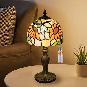 lot 11005 image: Nizrsky Tiffany Table Lamp,3 Color-Temperature Sunflower Stained Glass Lamp,8 Inch Tiffany Style Lamp for Bedroom Living Room Home, Handcrafted Light, Included Bulb (Yellow Sunflower)