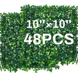 lot 11008 image: Crowye 48 Pcs 10 x 10 Inch Artificial Grass Wall Boxwood Hedge Panels UV Protected Grass Backdrop Wall Decor Greenery Privacy Hedge Screen for Outdoor Indoor Garden Fence Backyard Deco