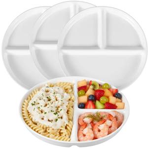 lot 11009 image: Lounsweer Set of 4 Pcs Portion Control Plate Ceramic Divided Bariatric Plates 3 Compartment Reusable Dinner Plates for Weight Loss Balanced Meal (8 Inch)