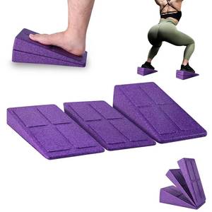 lot 11926 image: Slant Board Squat Wedge for Calf Stretching��3 Pcs 12 x 6.3 Foot Stretcher Balance Board for Plantar Fasciitis, Adjustable Foam Slant Board Wedge Great for Exercises (Purple)