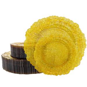 lot 11933 image: U-QE 60PCS Clear Yellow Plates - Yellow Plastic Plates Disposable&Reusable - Heavy Duty Plastic Plate for Party&Wedding Including 30 Dinner Plate 10 & 30 Appetizer 7