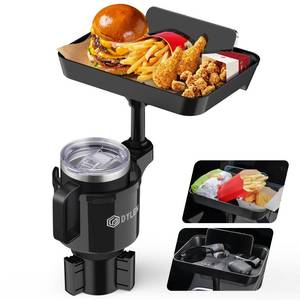 lot 11951 image: DYLEN Car Cup Holder Tray, Cup Holder Expander Adapter for Car, 9.5 Detachable Car Food Tray Table for Eating, Road Trip Essentials Fits Yeti, Hydro Flask 16-46 oz