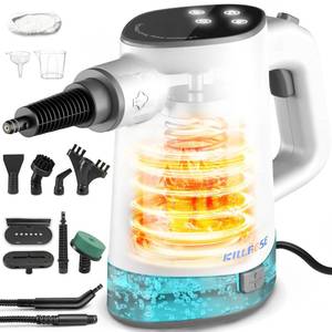 lot 11971 image: Killrose Handheld Steam Cleaner, Pressurized Steam Cleaner with 10��15s Fast Heat, Dual Power Modes & Self-Clean, Multi-Surface Steamer with 12 Accessories for Kitchen, Bathroom