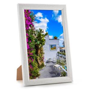 lot 11988 image: 9x13 Wood Frame White, Natural Woodgrain 13x9in Picture Frame, Rustic Wooden 9 x 13 inch Gallery Photo Poster Frame with HD Plexiglass, Horizontal Vertical Wall Mounting Tabletop Display 1Pcs