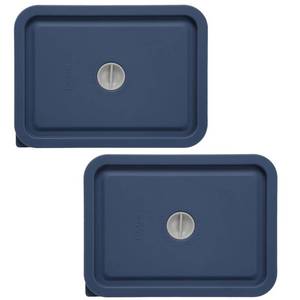 lot 12000 image: Replacement Lids for Pyrex 7210-PC 3 Cup Rectangle, Silicone Storage Cover Lid for Glass Bowl 2 Pack with Date Mark Dark blue