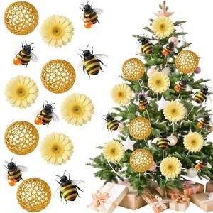 lot 12002 image: Novabright 16 Pcs Spring Bee Tree Picks Stems Decorations Bee Tree Topper Ornaments Beehive Honeybee Flower Picks for Vase Filler Baby Shower Table Centerpiece Summer Home Party Favor