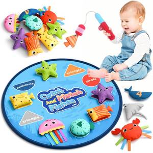 lot 12006 image: Coogam Montessori Toys for 1 2 3 Year Old, Cloth Fishing Game for Toddlers Gift, Color Sorting & Shape Learning Toys 6-12-18 Months, Toy for 1 Year Old Baby Birthday