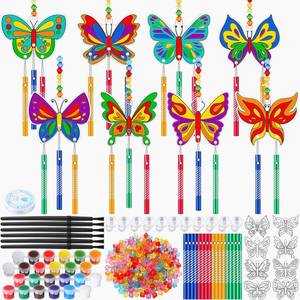 lot 12007 image: VioraWhite 24 Sets Spring Butterfly Suncatchers Drawing Craft Window Art Kits, DIY Sun Catchers Stained Glass Bulk Kit Ornaments Painting Craft Kits for Party Activity Project Home Decor