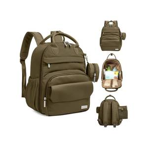 lot 12028 image: KeaBabies Diaper Bag Backpack - Small Multifunctional Travel Diaper Back Packs, Maternity Baby Changing Bags, 12L Capacity, PU Leather, Waterproof, Unisex, Nappy Changing Pad (Dark Olive, Small)