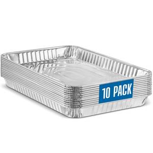 lot 12050 image: PLASTICPRO Aluminum Pans 10 Pack Disposable Cookie Sheets 9 x 13 Baking Pans Premium Quality Heavy Duty Sheet Pans