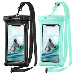 lot 12334 image: CACOE Floatable Floating Universal IPX8 Waterproof Phone case 2 Pack-Up to 7.0,Adjustable Lanyard Phone Pouch,Cellphone Dry Bags for Vacation Beach Pool Kayak Cruise Travel Essentials��BlackGreen�� (Missing One And Missing Neck Strap)