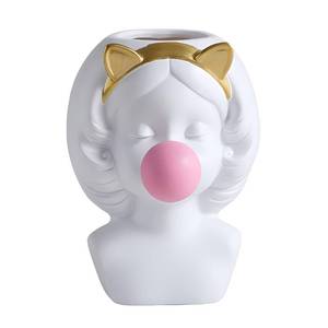 lot 12338 image: ZUOLUO Bubble Blowing Girl Plant Pot Vase Cute Flower Vase Funny Planter Flowerpot Cactus Succulent Planting Pot Makeup Brush Holder Tabletop Storage Jar Art Figurine Statue Home Office Decoration